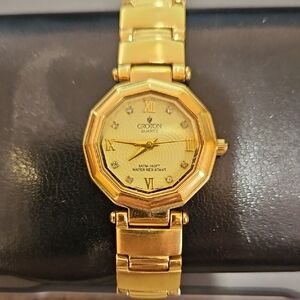 Croton Gold Octagonal Women's Bracelet Watch with Crystal Markers